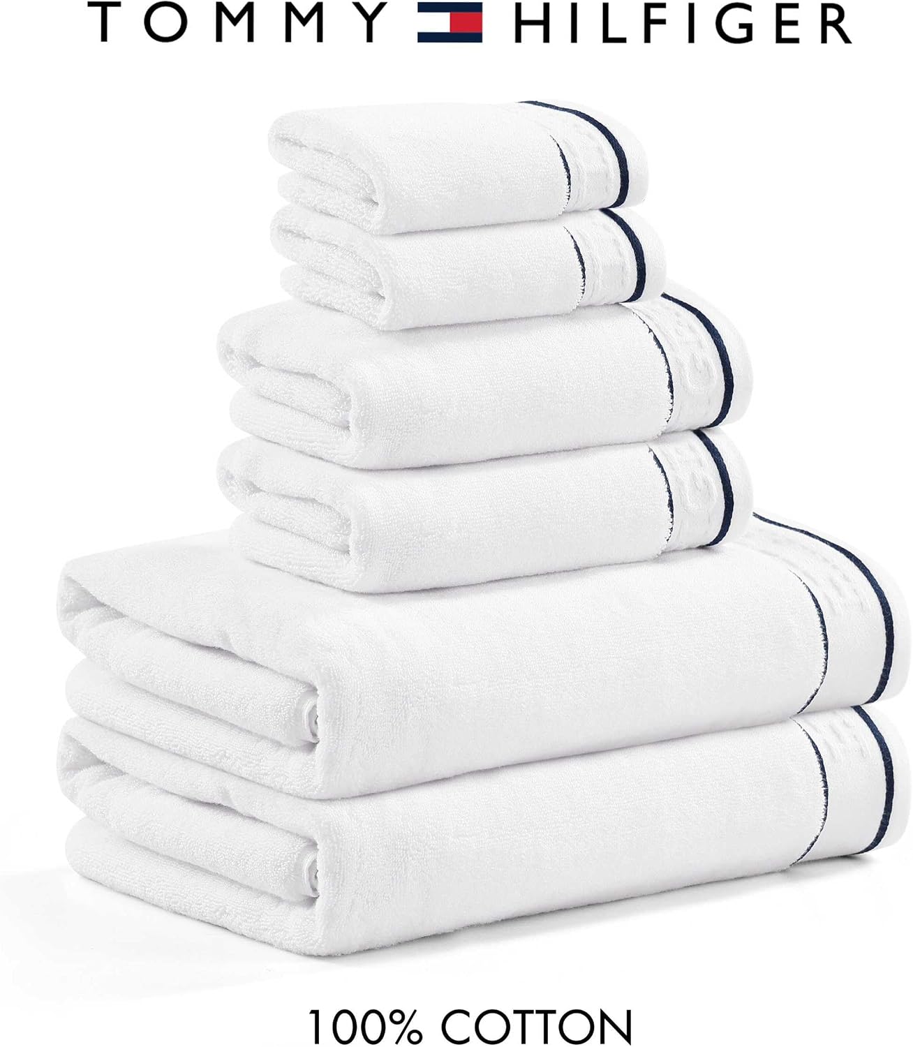 Tommy Hilfiger TH Legacy White 6-Piece Terry Cotton Towel Set — view 7