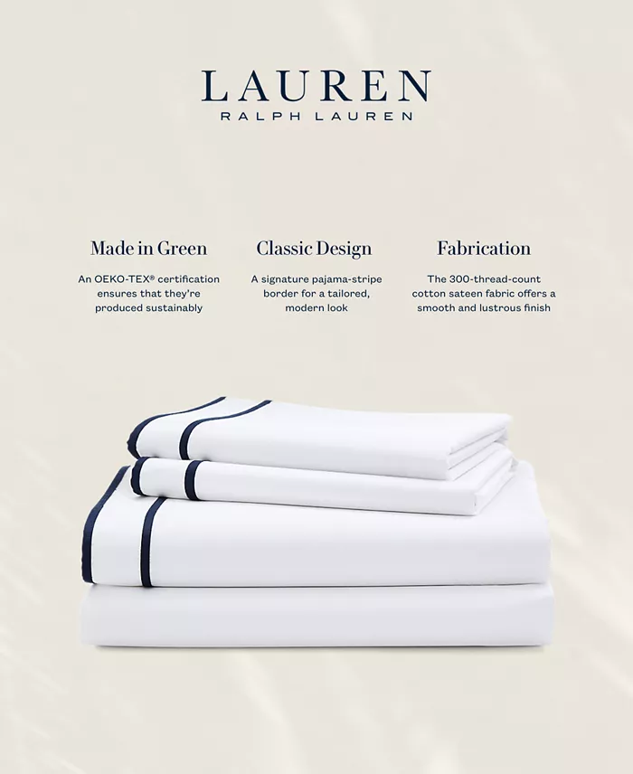 Lauren Ralph Lauren Lauren Ralph Lauren Spencer 300 Thread Count Sateen Border Sheet Set, King Bedding — view 4