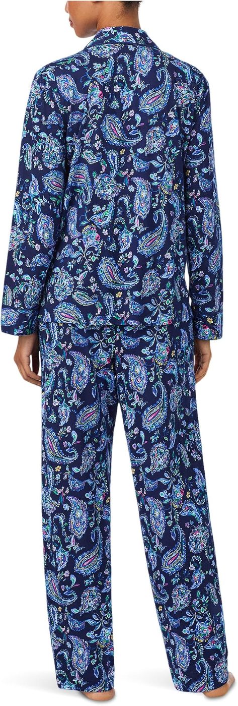 Lauren Ralph Lauren Lauren Ralph Lauren Long Sleeve Notch Collar Knit PJ Set — view 3