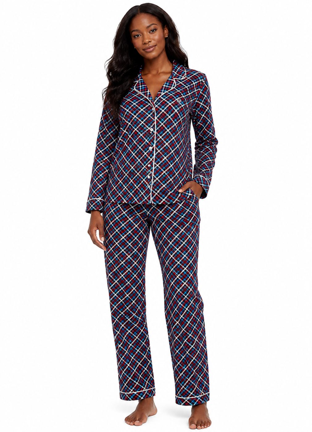 Tommy Hilfiger Women's Long Sleeve Girlfriend Sleep Pajama Set Pj — view 3