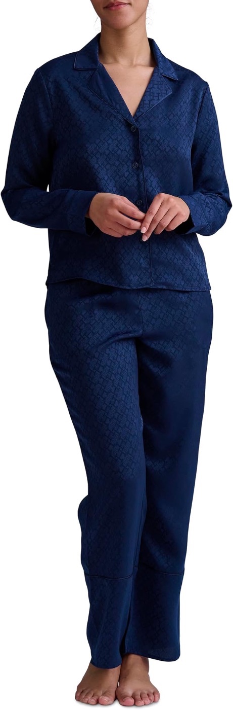 Tommy Hilfiger Women's Notch Top & Long Pant 2 Piece Pajama Set