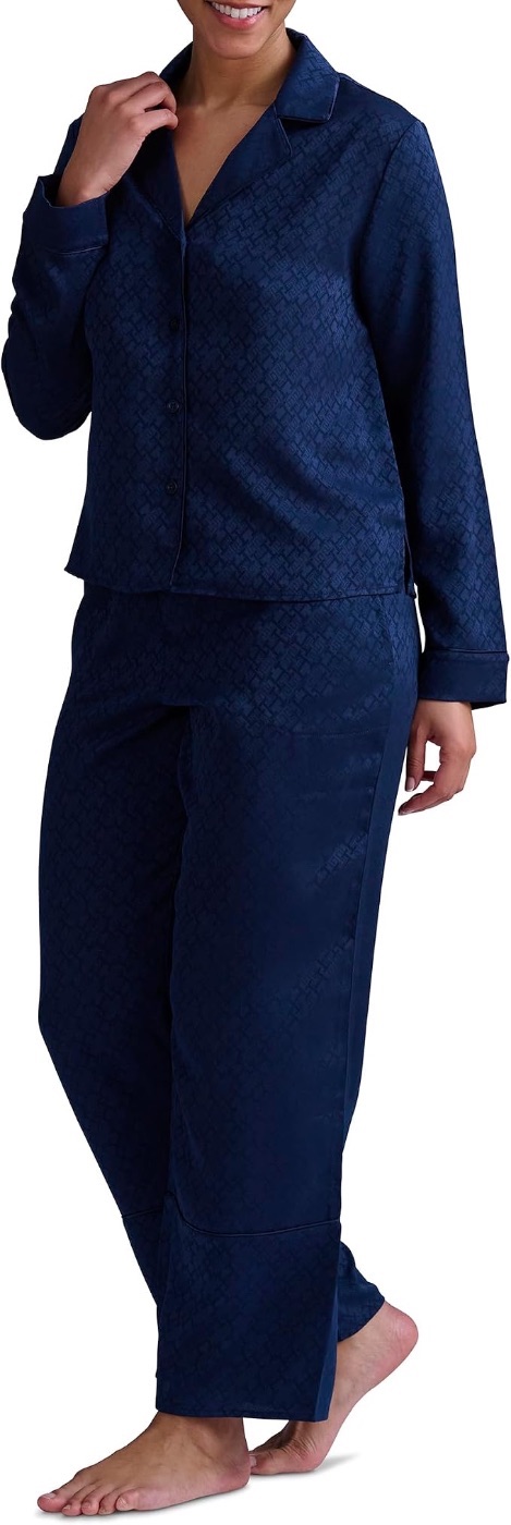 Tommy Hilfiger Women's Notch Top & Long Pant 2 Piece Pajama Set — view 2