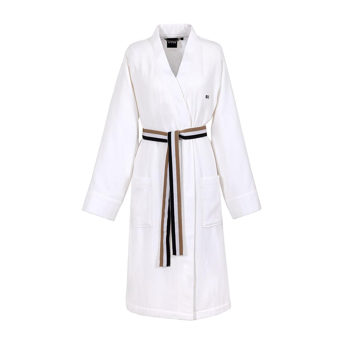 BOSS Home Cotton Dressing Gown / Bathrobe with Signature-Stripe Belt