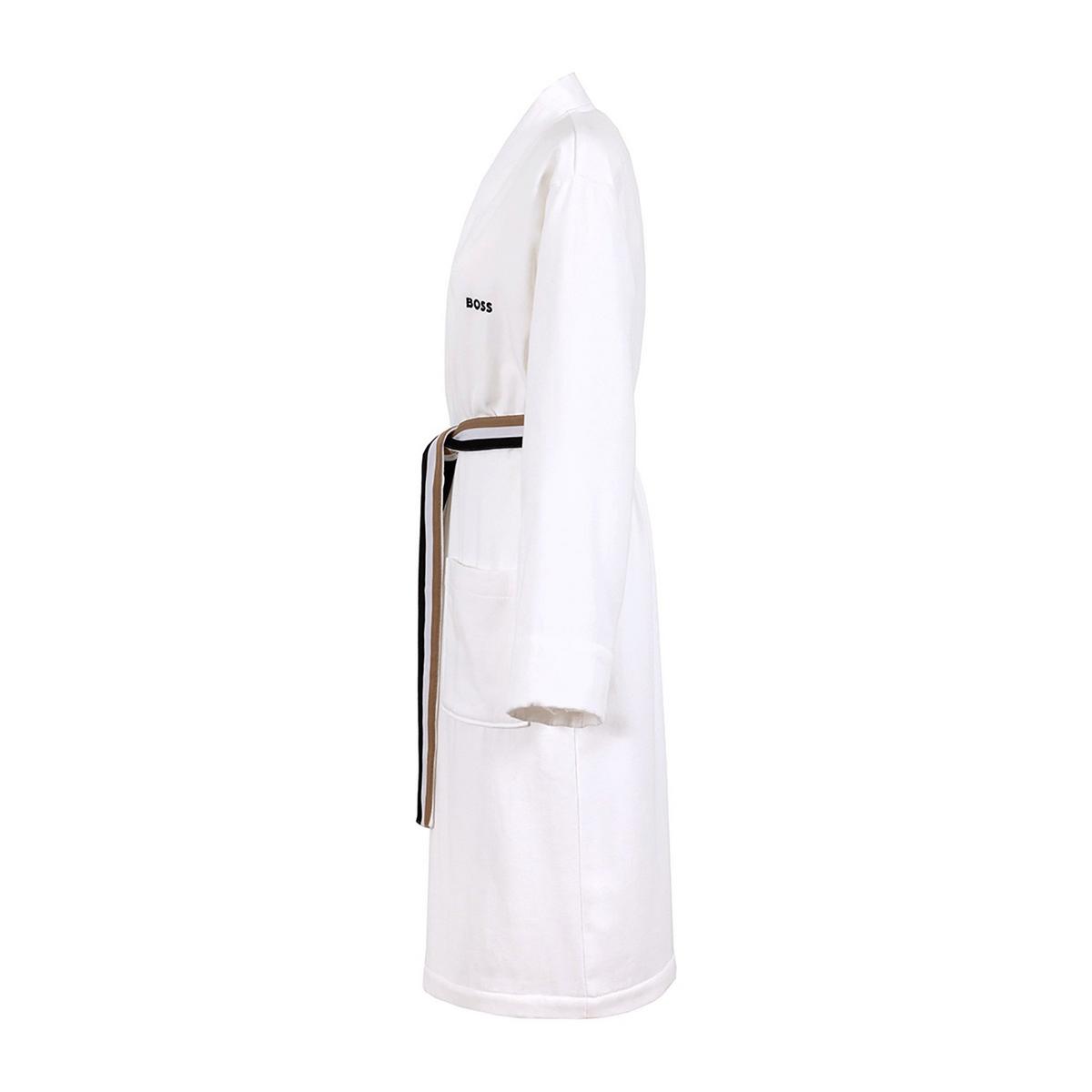 BOSS Home Cotton Dressing Gown / Bathrobe with Signature-Stripe Belt — view 4