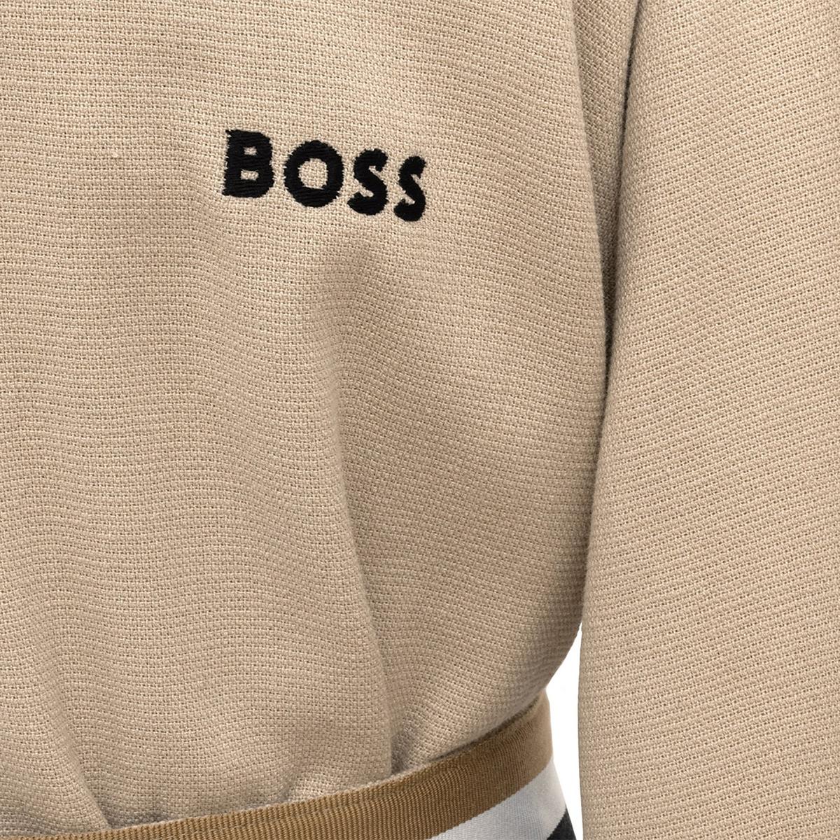 BOSS Home Cotton Dressing Gown / Bathrobe with Signature-Stripe Belt — view 3