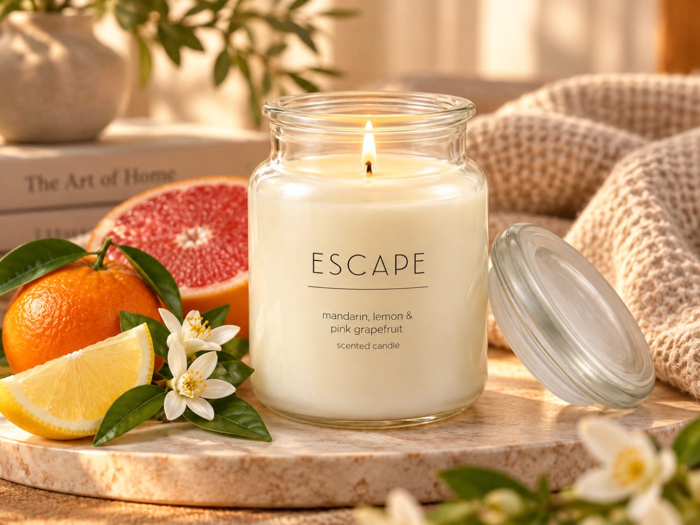 Escape Scented Candle — Mandarin, Lemon & Pink Grapefruit — view 2