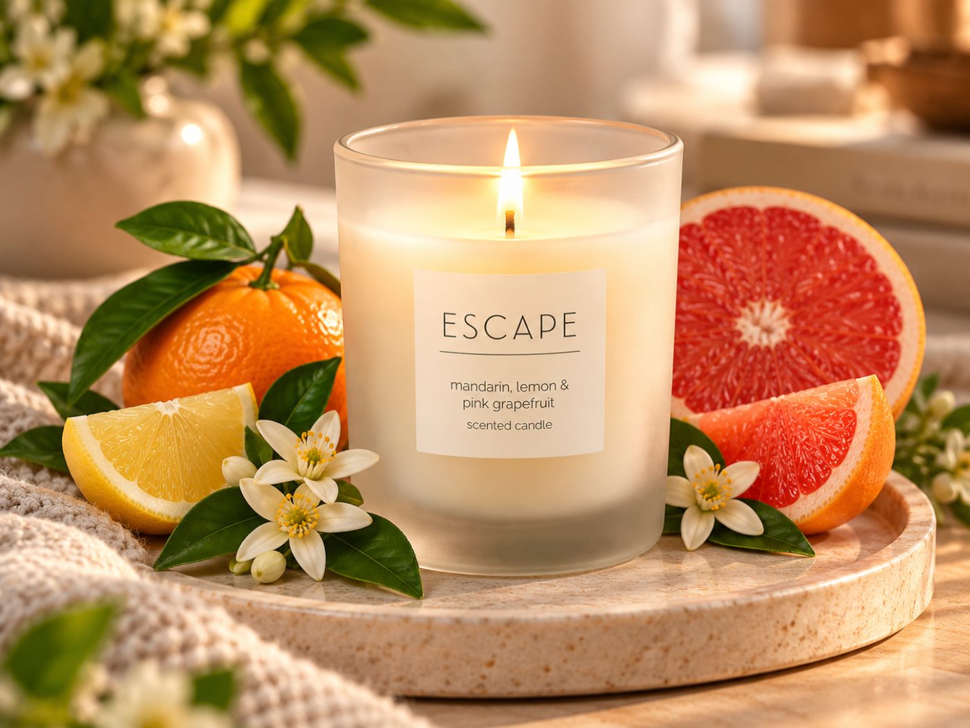 Escape Scented Candle — Mandarin, Lemon & Pink Grapefruit — view 2