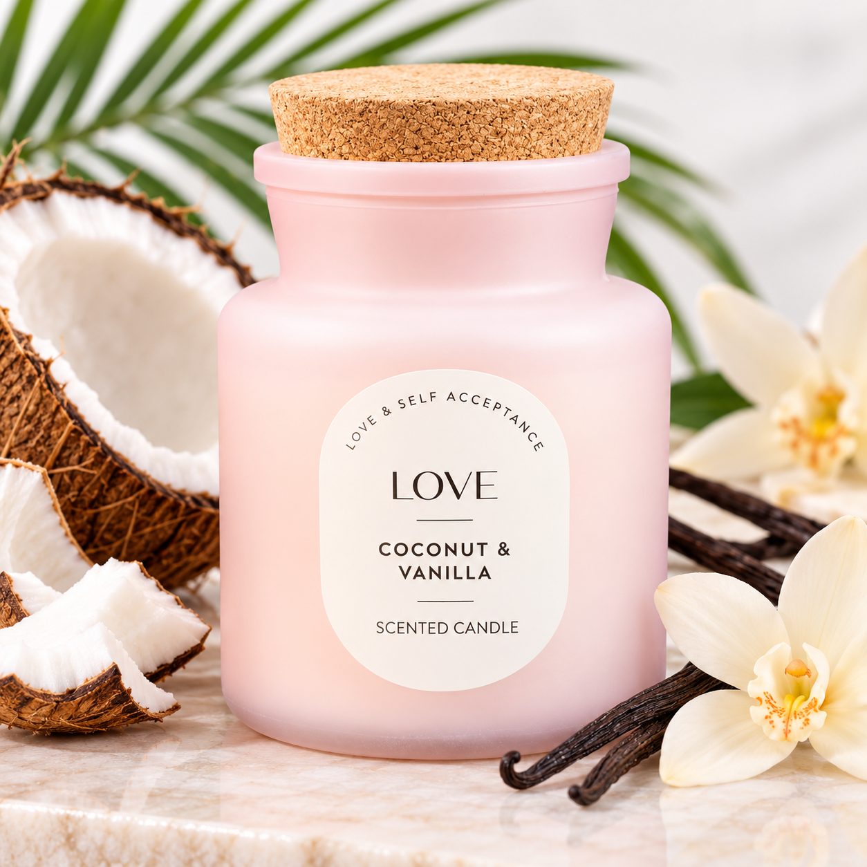 Love Scented Candle with Cork Lid - Coconut & Vanilla — view 2