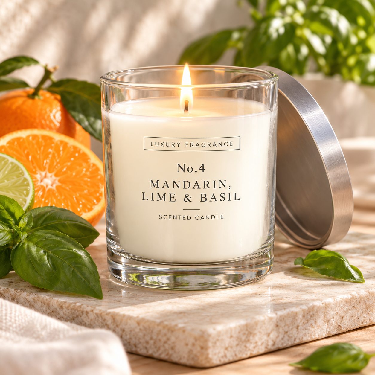 No. 4 Mandarin, Lime & Basil - Candle — view 2