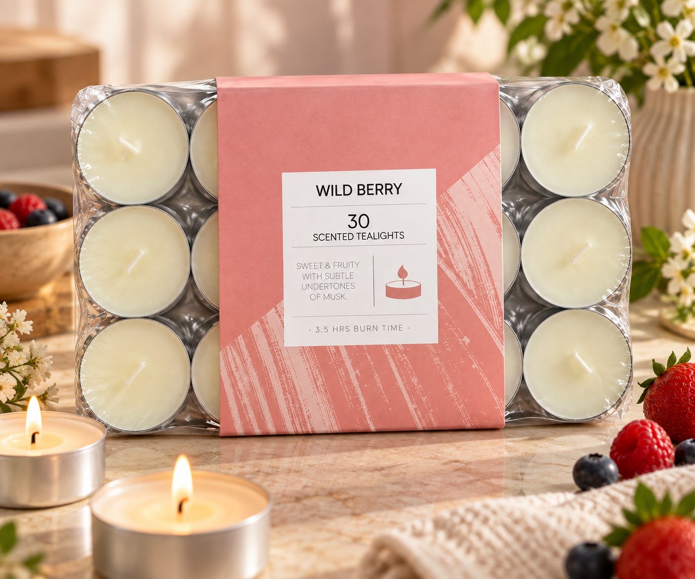 Wild berry Scented Tea Light Candles — view 2