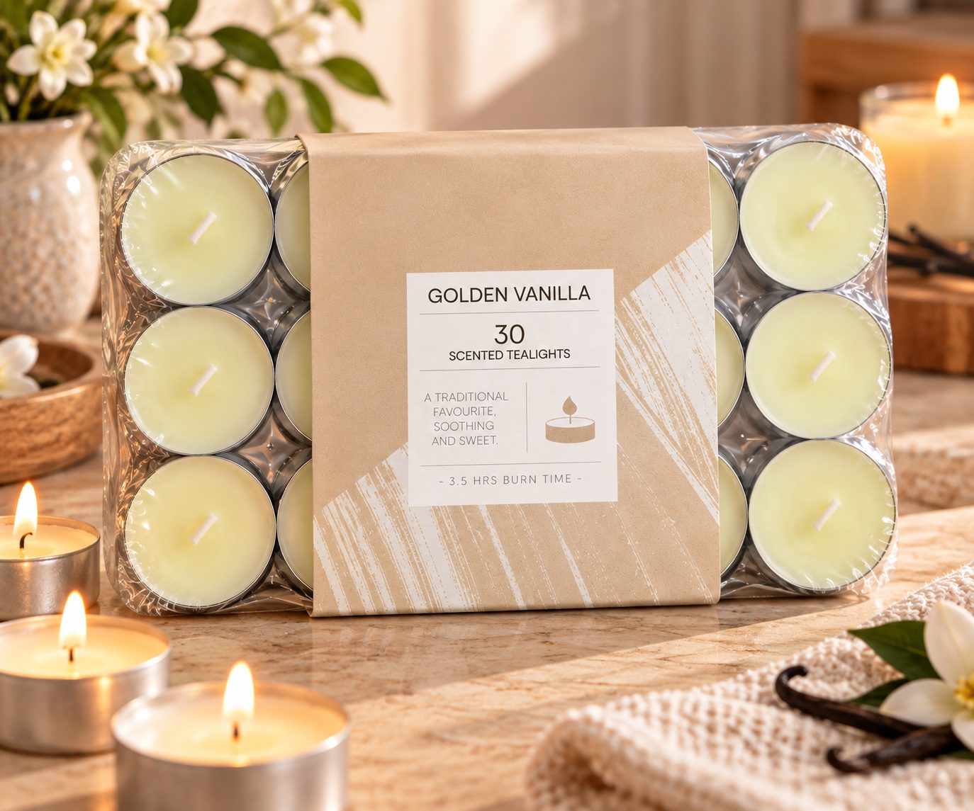 Golden vanilla Scented Tea Light Candles — view 2