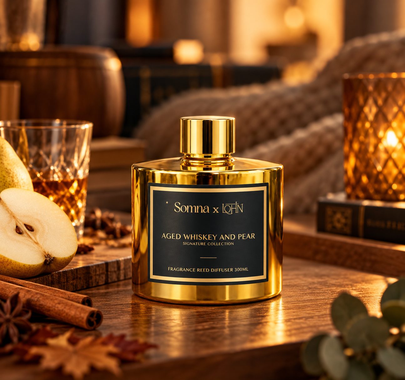 Fragrance Reed Diffuser — Aged Whiskey & Pear (Signature Collection) — view 2