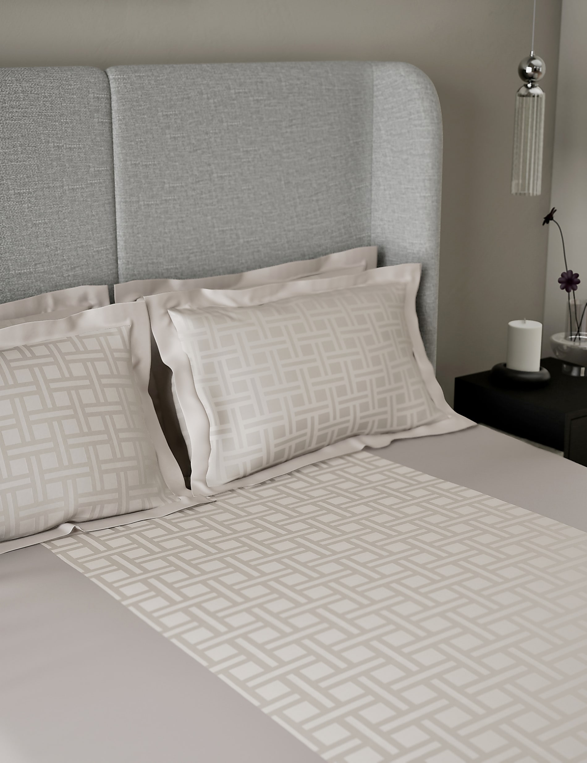 M&S X Kelly Hoppen Geometric Sateen Jacquard Bedset — view 2