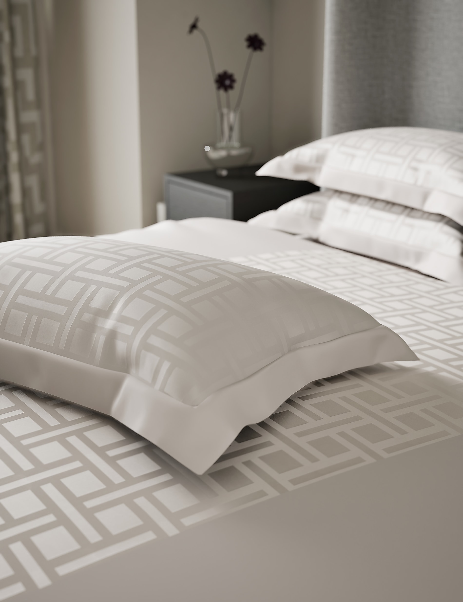 M&S X Kelly Hoppen Geometric Sateen Jacquard Bedset — view 4