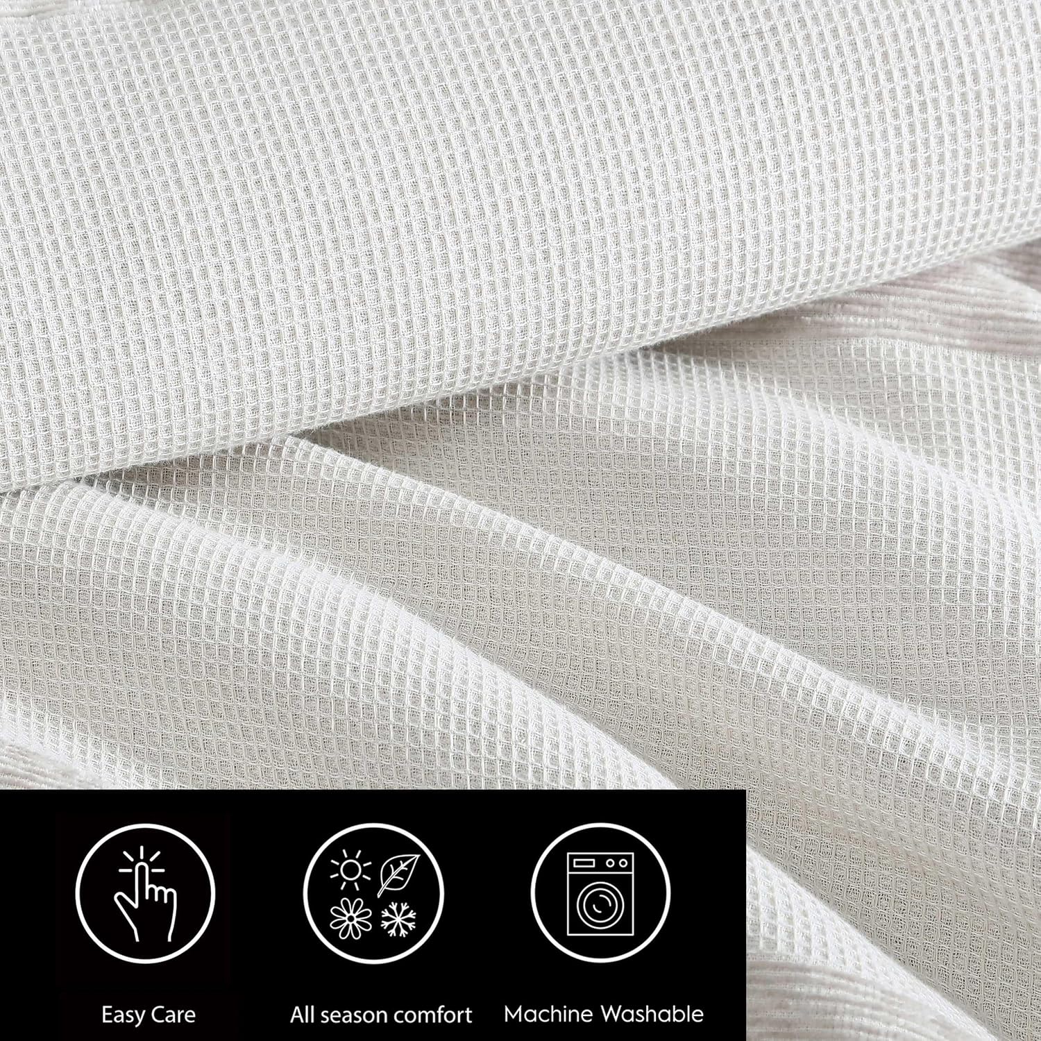 Vera Wang - King Duvet Cover Set, Textured Woven Bedding Set with Button Closure & Inner Corner Ties, 3 Piece Bed Set with Matching Pillowcases (Chenille Waffle Stripe Beige) — view 7