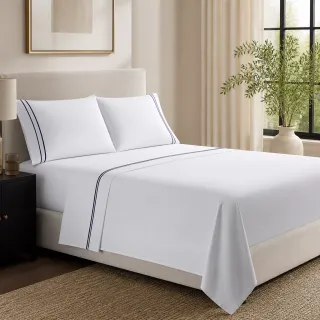 Lauren Ralph Lauren Lauren Ralph Lauren Spencer 300 Thread Count Sateen Border Sheet Set, King Bedding