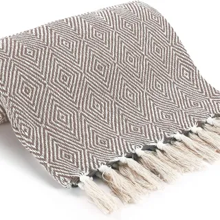 EHC Cotton Diamond Throw - Beige