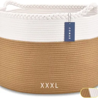 Somna Cotton Rope Basket White/Camel
