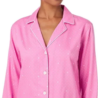 Lauren Ralph Lauren Lauren Ralph Lauren Long Sleeve Notch Collar Knit PJ Set Women's Pajama Sets Pink Hearts Print : LG (US 12-14), Cotton/Viscose