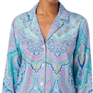 Lauren Ralph Lauren Lauren Ralph Lauren Long Sleeve Notch Collar Sateen PJ Set Women's Pajama Sets Paisley 1 : XL (US 16-18), Cotton/Viscose