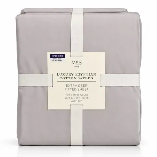 M&S Home Luxury Egyptian Cotton Sateen Extra Deep Fitted Sheet