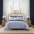 Tommy Hilfiger TH Trellis Flag Reversible 4-Piece Yale Blue/Dark Blue Cotton King Comforter Set